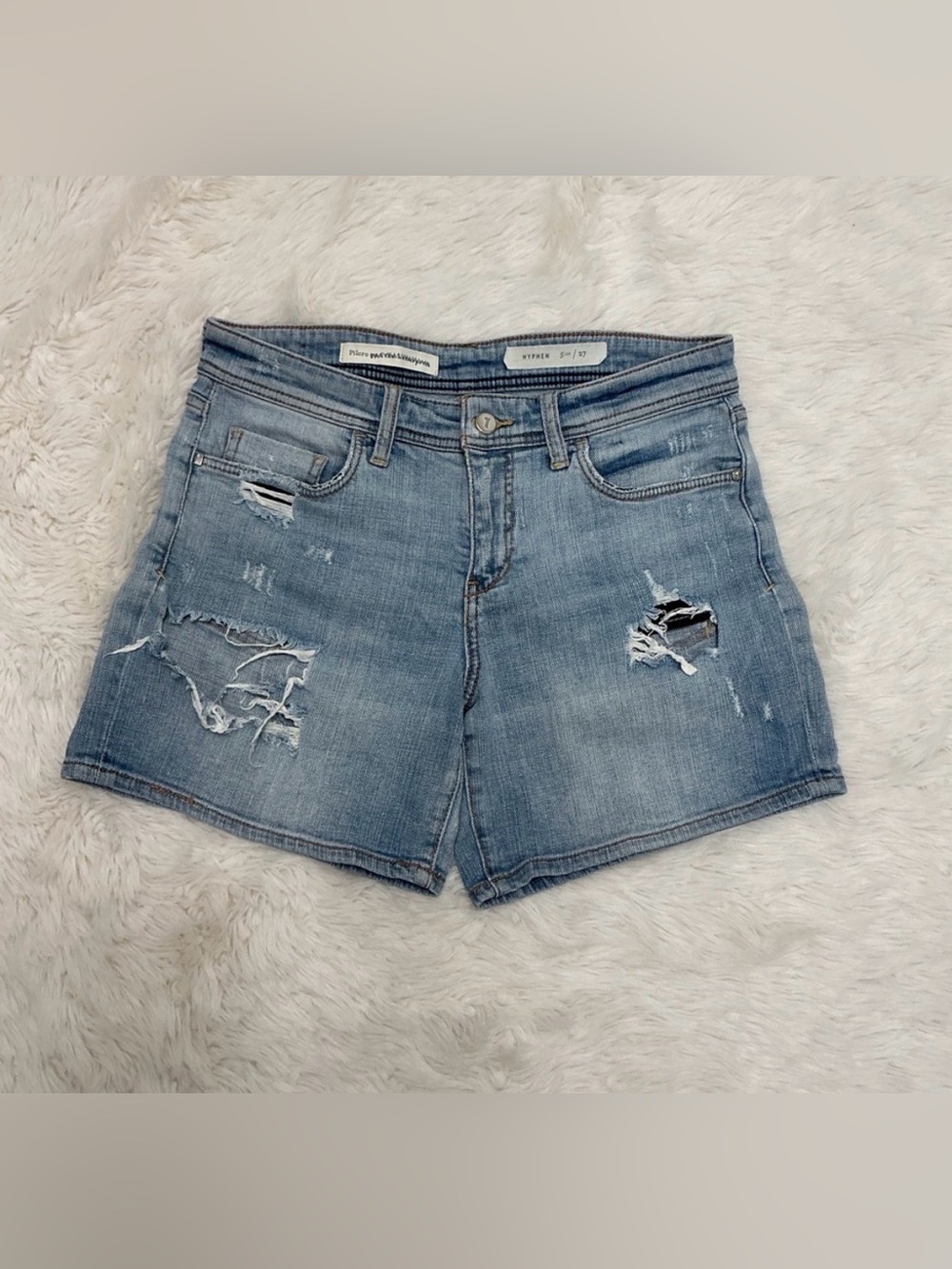 Pilcro - Light Blue Distressed Denim Shorts - Picture 4 of 10